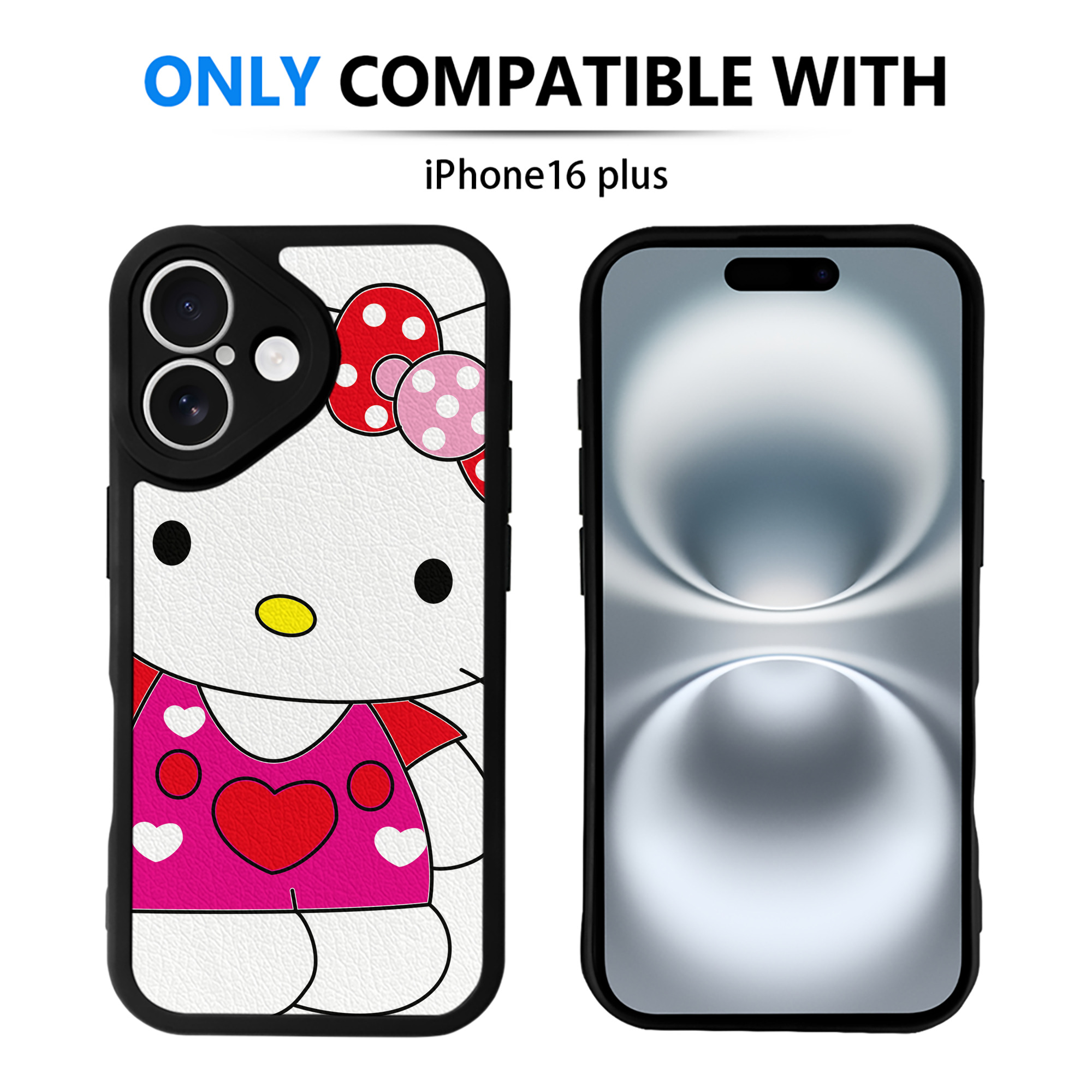 （画像用） Hello Kitty ハローキティ 【iPhone 16シリーズ対応】シリコンスマホケース（レザー調） 材質：シリコン